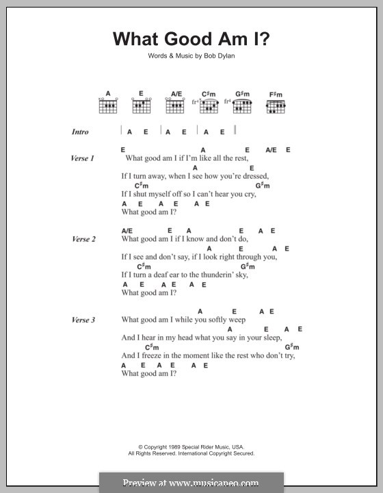 What Good am I?: Lyrics and chords by Bob Dylan