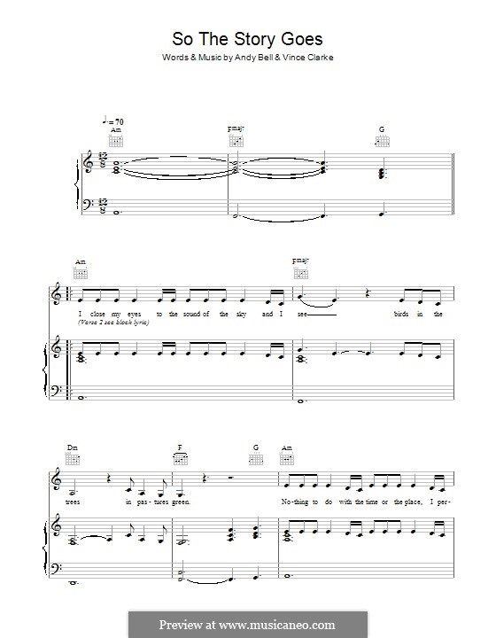 So the Story Goes (Erasure): For voice and piano (or guitar) by Andy Bell, Vince Clarke