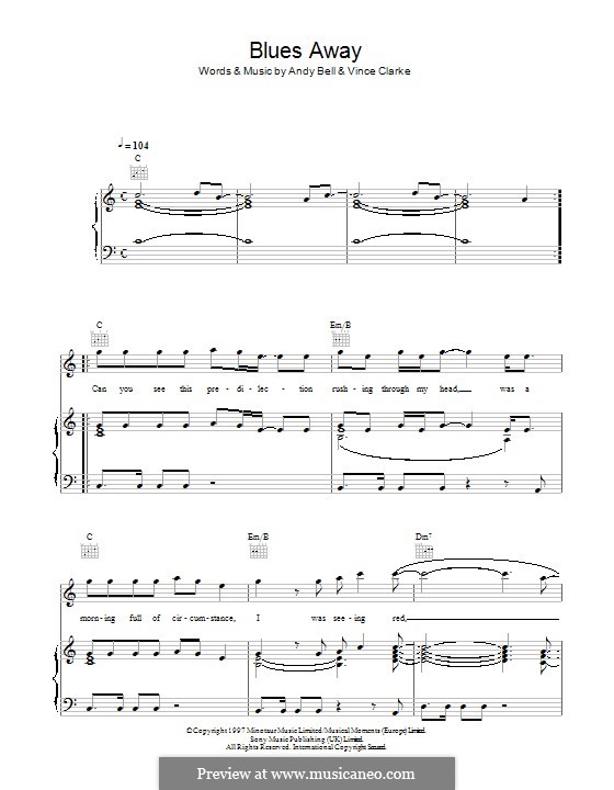 Blues Away (Erasure): For voice and piano (or guitar) by Andy Bell, Vince Clarke