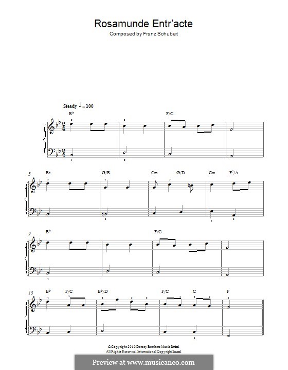 Quintet for Strings and Piano 'The Trout', D.667 Op.114: Movement IV (Theme). Version for piano by Franz Schubert