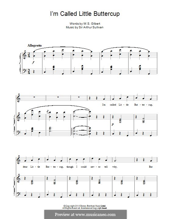 I'm Called Little Buttercup: For voice and piano by Arthur Seymour Sullivan
