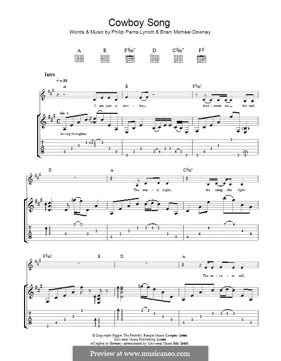 thin lizzy cowboy song tab thin lizzy cowboy song tab
