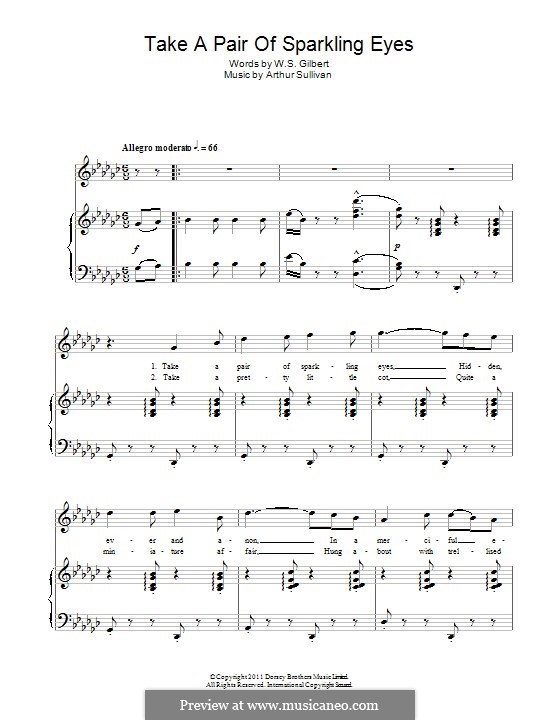 Take a Pair of Sparkling Eyes: For voice and piano by Arthur Seymour Sullivan