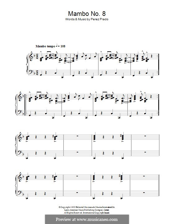 Mambo No.8: For piano by Dámaso Pérez Prado