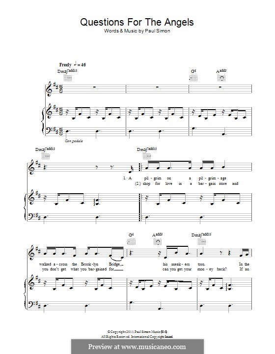 Questions for the Angels by P. Simon - sheet music on MusicaNeo