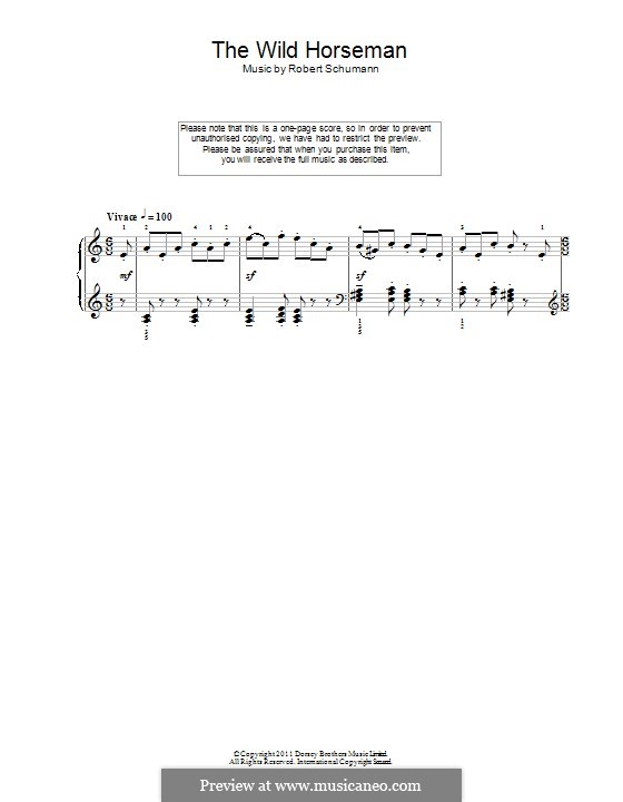 No.8 Wilder Reiter (The Wild Horseman): For piano by Robert Schumann
