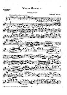 Violin Concerto in G Major: Solo part by Siegfried Wagner