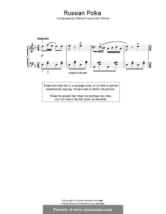 Polka in D Minor: For piano by Mikhail Glinka