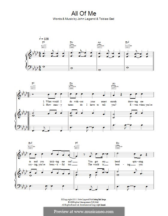 All of Me: For voice and piano (or guitar) by John Stephens, Tobias Gad