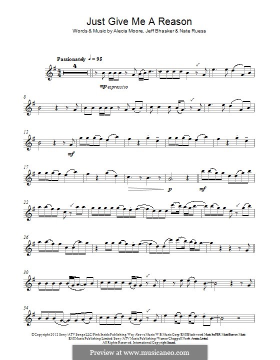 Just Give Me a Reason (Pink): For flute by Alecia Moore, Jeff Bhasker, Nathaniel Ruess