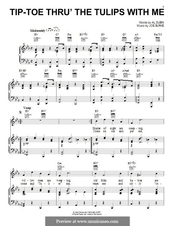 Tip Toe Through the Tulips with Me: For voice and piano (or guitar) by Joe Burke