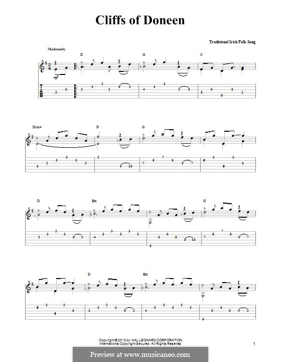 Cliffs of Doneen: For guitar with tab by folklore
