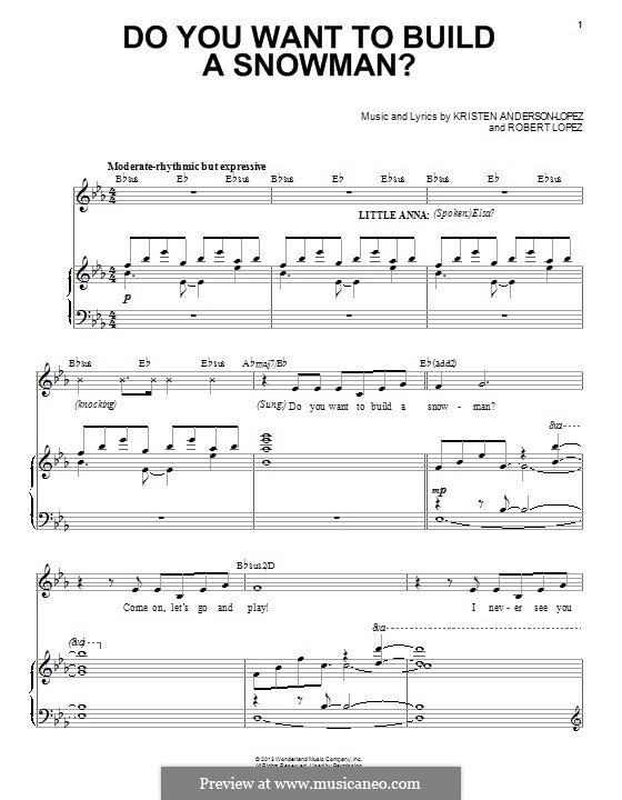 Do You Want to Build a Snowman? (from Frozen): For voice and piano by Robert Lopez, Kristen Anderson-Lopez