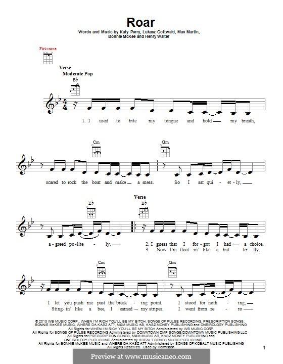 Instrumental version: For ukulele by Bonnie McKee, Katy Perry, Lukas Gottwald, Max Martin, Henry Russell Walter