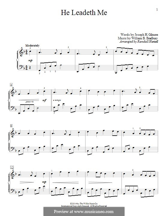 He Leadeth Me: For piano by William Batchelder Bradbury