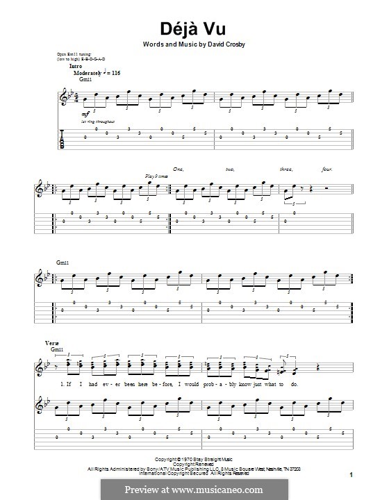 Deja Vu (Crosby, Stills & Nash): For guitar with tab by David Crosby