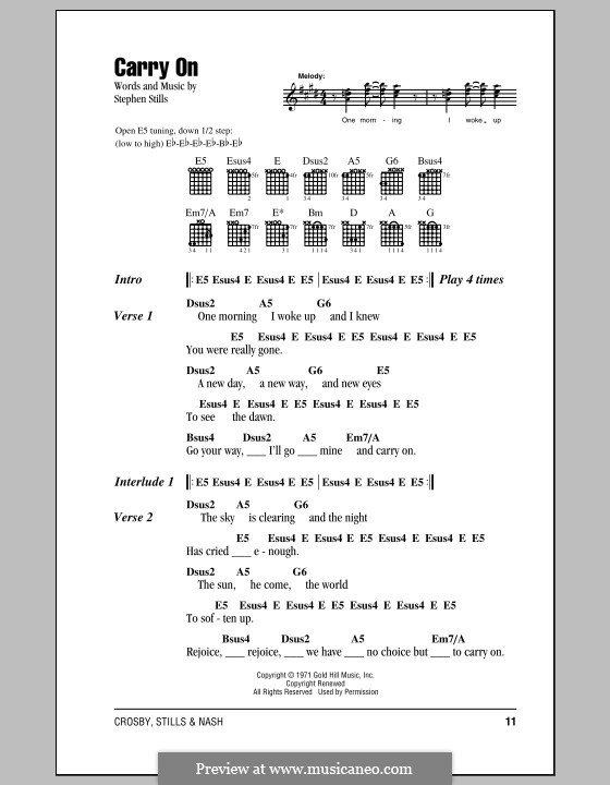 Carry on (Crosby, Stills & Nash): Lyrics and chords by Stephen Stills