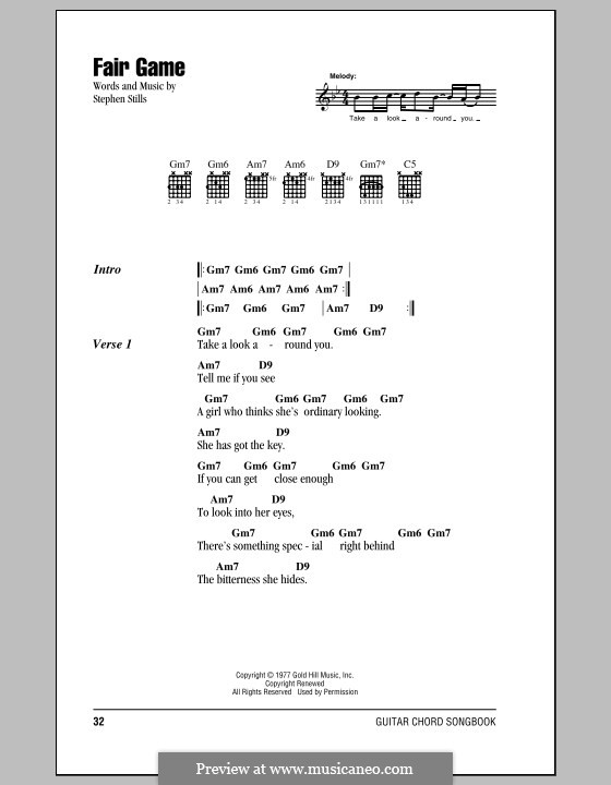 Fair Game (Crosby, Stills & Nash): Lyrics and chords by Stephen Stills