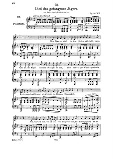 Lied des gefangenen Jägers (Song of the Imprisoned Huntsman), D.843 Op.52 No.7: For medium voice and piano by Franz Schubert
