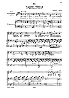 Mignon's Song (Chant de Mignon), D.321: For medium voice and piano by Franz Schubert