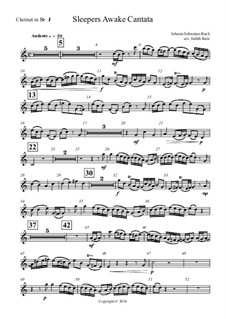 No.1 Wachet auf (Sleepers Awake): For clarinet quartet – parts by Johann Sebastian Bach