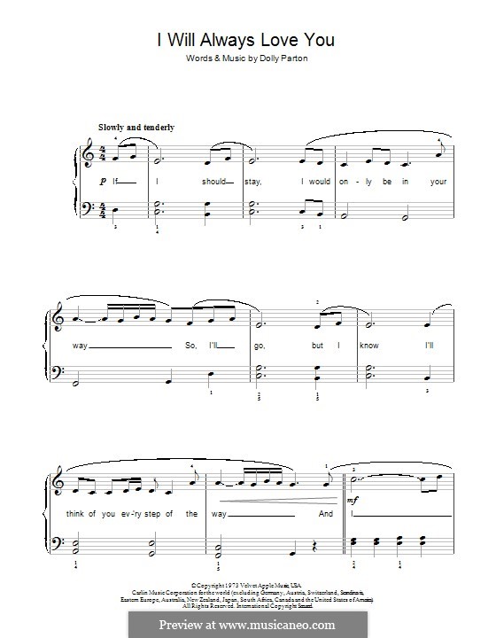 Piano version: For a single performer by Dolly Parton