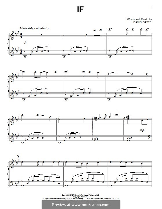 If (Bread): For piano by David Gates