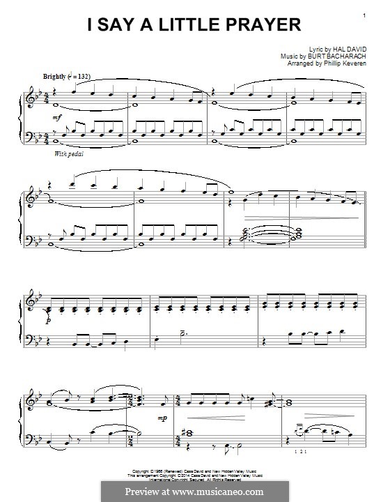 I Say a Little Prayer: For piano by Burt Bacharach