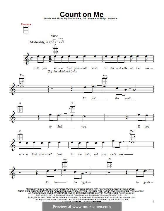 Count on Me: For ukulele by Ari Levine, Bruno Mars, Philip Lawrence