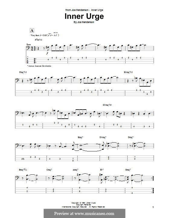 Inner Urge: For bass guitar with tab by Joe Henderson