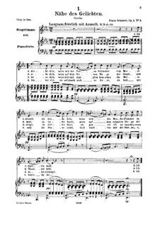 Nähe des Geliebten (Nearness of the Beloved), D.162 Op.5 No.2: For medium voice and piano by Franz Schubert