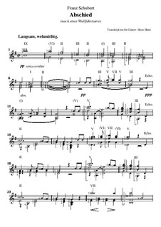 Abschied (Farewel), D.475: For guitar, Serie 20 No.251 by Franz Schubert