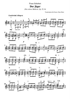 No.14 Der Jäger (The Hunter): For guitar by Franz Schubert