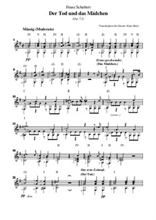 Death and the Maiden, D.531 Op.7 No.3: For guitar by Franz Schubert
