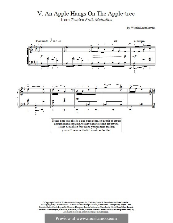 An Apple Hangs on the Apple-Tree: For piano by Witold Lutoslawski