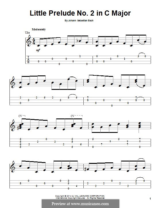 Twelve Little Preludes: Prelude No.2 in C Minor, for ukulele by Johann Sebastian Bach