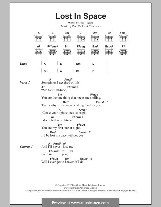 Lost in Space (The Lighthouse Family): Lyrics and chords by Paul Tucker, Tim Laws