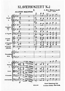 Concerto for Piano and Orchestra No.2, J.155 Op.32: Movement I by Carl Maria von Weber