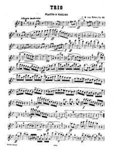 Trio for Flute, Cello and Piano, J.259 Op.63: Flute (or violin) part by Carl Maria von Weber