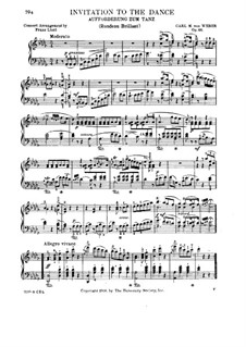 Invitation to the Dance, J.260 Op.65: For piano (version by F. Liszt) by Carl Maria von Weber