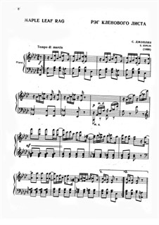 Maple Leaf Rag: For piano by Scott Joplin