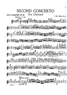 Concerto for Clarinet and Orchestra No.2, J.118 Op.74: Solo part by Carl Maria von Weber