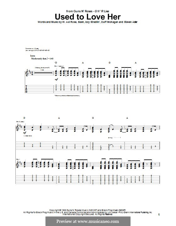Used to Love Her (Guns N' Roses) by Slash, W.A. Rose, D. McKagan, I
