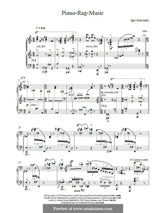 Piano Rag Music: For piano by Igor Stravinsky