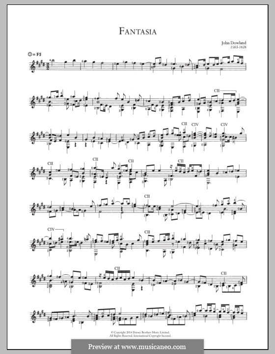 Fantasia: For guitar with tab by John Dowland