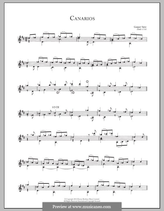 Canarios: For guitar with tab by Gaspar Sanz