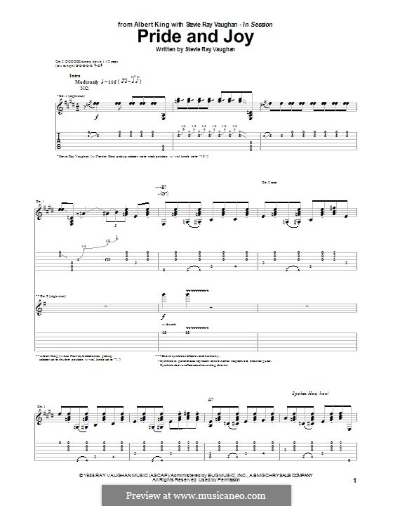 Pride and Joy: For guitar with tab by Stevie Ray Vaughan