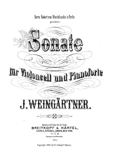 Sonata for Cello and Piano in F Major: Score by J. Weingärtner