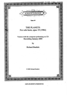 The Planets fro solo horn, Op.19: The Planets fro solo horn by Richard Burdick