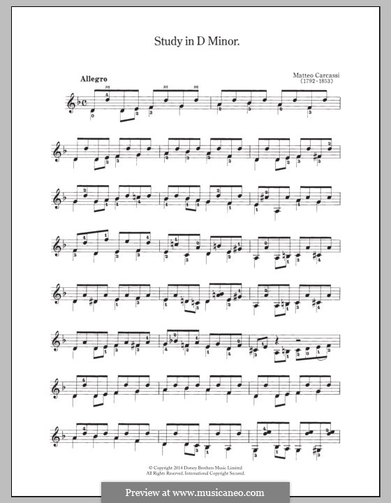 Study in D Minor: For guitar with tab by Matteo Carcassi